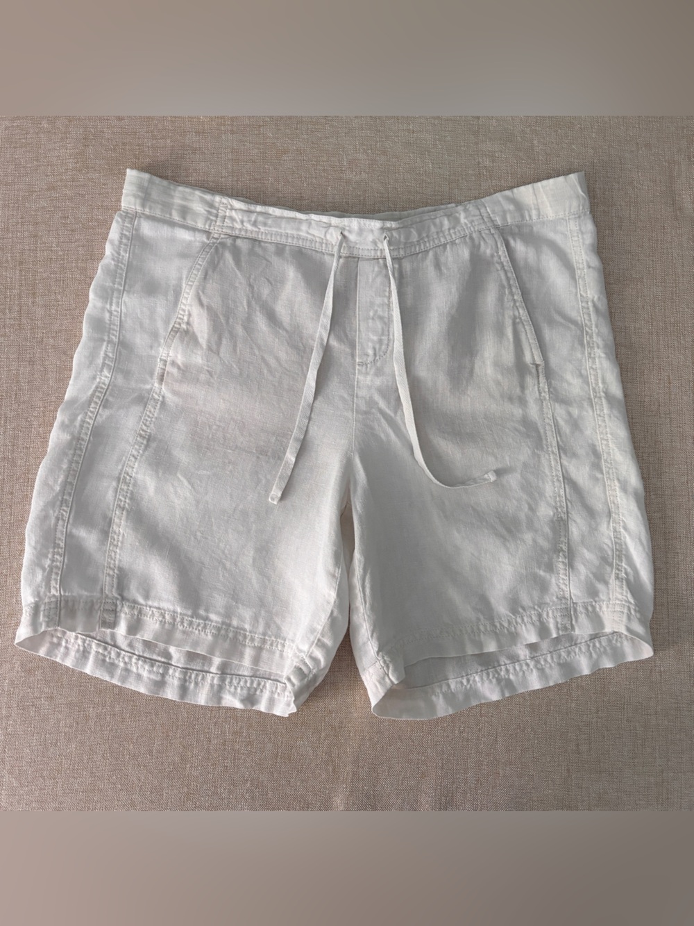 J. Jill White 100% Linen Drawstring Shorts ~ Sz S